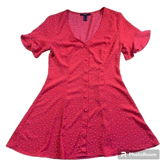 Forever 21 Button Down Polka Dot Mini Dress - Picture 1 of 4